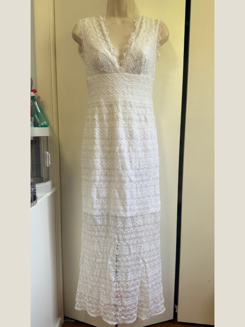 Bebe White Lace Maxi Dress